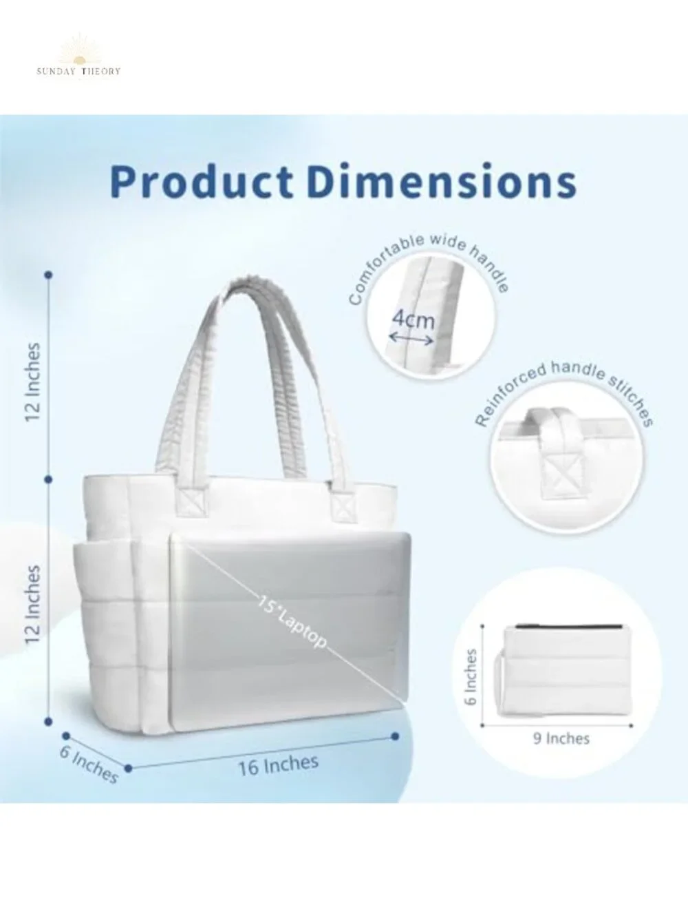 Lightweight Puffer Tote Bag with 9 Pockets, Quilted Shoulder Bag for Work Travel